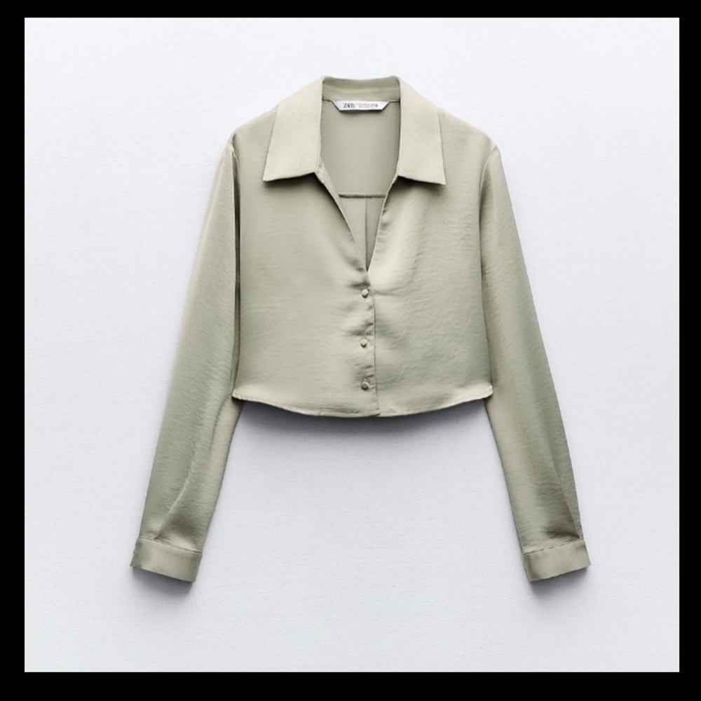 Zara Women's Crop Button-Down Blouse